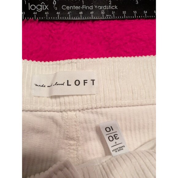 LOFT Women’s White Corduroy Pants Size 10P Cropped Straight Stretch - Picture 4 of 5